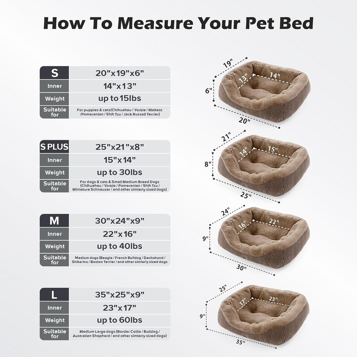 Medium Dog Beds for Medium Dogs Washable, Rectangle Dog Bed Medium Size Dog, Orthopedic Dog Bed, Warming Soft Calming Sleeping Puppy Bed Durable Pet Bed with Anti-Slip Bottom M(30"x24"x9")