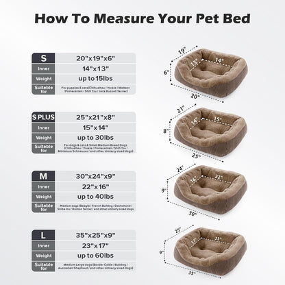Medium Dog Beds for Medium Dogs Washable, Rectangle Dog Bed Medium Size Dog, Orthopedic Dog Bed, Warming Soft Calming Sleeping Puppy Bed Durable Pet Bed with Anti-Slip Bottom M(30"x24"x9")
