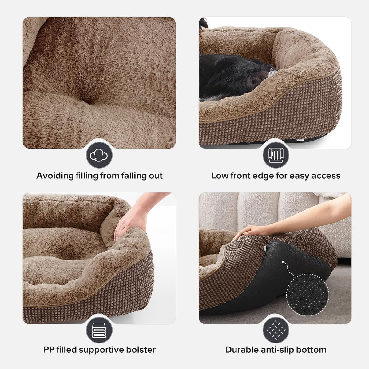Medium Dog Beds for Medium Dogs Washable, Rectangle Dog Bed Medium Size Dog, Orthopedic Dog Bed, Warming Soft Calming Sleeping Puppy Bed Durable Pet Bed with Anti-Slip Bottom M(30"x24"x9")