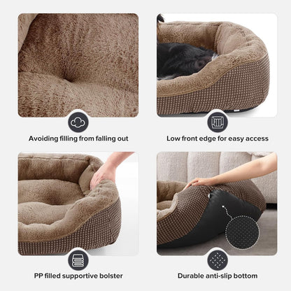 Medium Dog Beds for Medium Dogs Washable, Rectangle Dog Bed Medium Size Dog, Orthopedic Dog Bed, Warming Soft Calming Sleeping Puppy Bed Durable Pet Bed with Anti-Slip Bottom M(30"x24"x9")