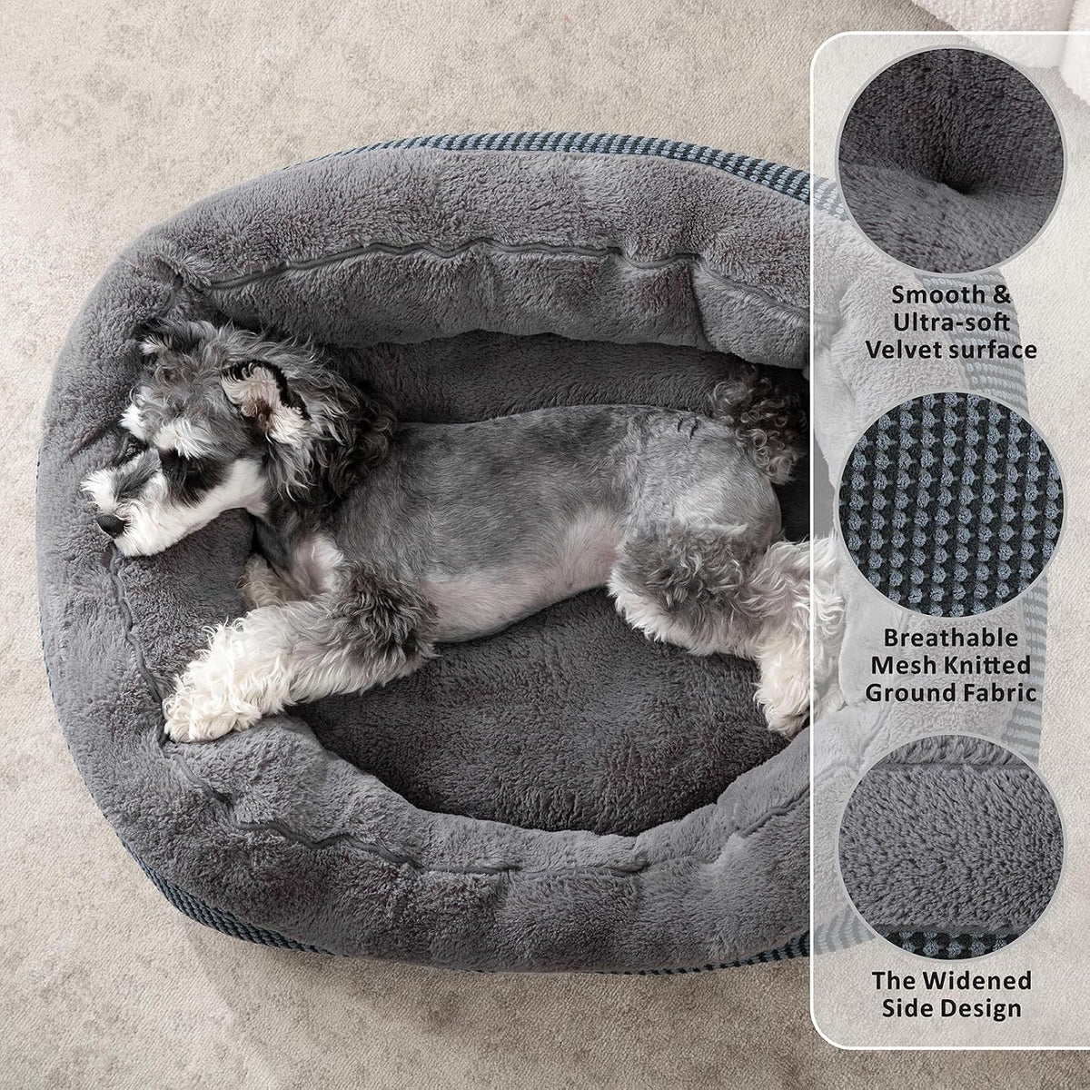 Medium Dog Beds for Medium Dogs Washable, Rectangle Dog Bed Medium Size Dog, Orthopedic Dog Bed, Warming Soft Calming Sleeping Puppy Bed Durable Pet Bed with Anti-Slip Bottom M(30"x24"x9")