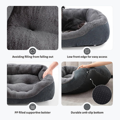 Medium Dog Beds for Medium Dogs Washable, Rectangle Dog Bed Medium Size Dog, Orthopedic Dog Bed, Warming Soft Calming Sleeping Puppy Bed Durable Pet Bed with Anti-Slip Bottom M(30"x24"x9")