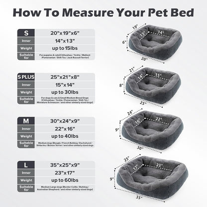 Medium Dog Beds for Medium Dogs Washable, Rectangle Dog Bed Medium Size Dog, Orthopedic Dog Bed, Warming Soft Calming Sleeping Puppy Bed Durable Pet Bed with Anti-Slip Bottom M(30"x24"x9")