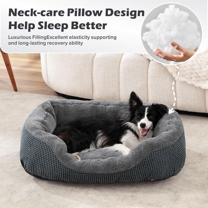 Medium Dog Beds for Medium Dogs Washable, Rectangle Dog Bed Medium Size Dog, Orthopedic Dog Bed, Warming Soft Calming Sleeping Puppy Bed Durable Pet Bed with Anti-Slip Bottom M(30"x24"x9")