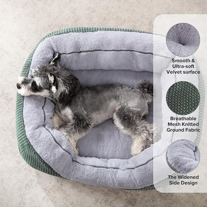 Medium Dog Beds for Medium Dogs Washable, Rectangle Dog Bed Medium Size Dog, Orthopedic Dog Bed, Warming Soft Calming Sleeping Puppy Bed Durable Pet Bed with Anti-Slip Bottom M(30"x24"x9")