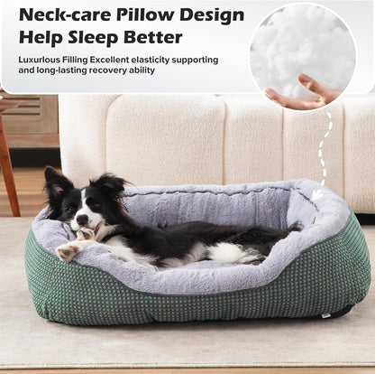 Medium Dog Beds for Medium Dogs Washable, Rectangle Dog Bed Medium Size Dog, Orthopedic Dog Bed, Warming Soft Calming Sleeping Puppy Bed Durable Pet Bed with Anti-Slip Bottom M(30"x24"x9")