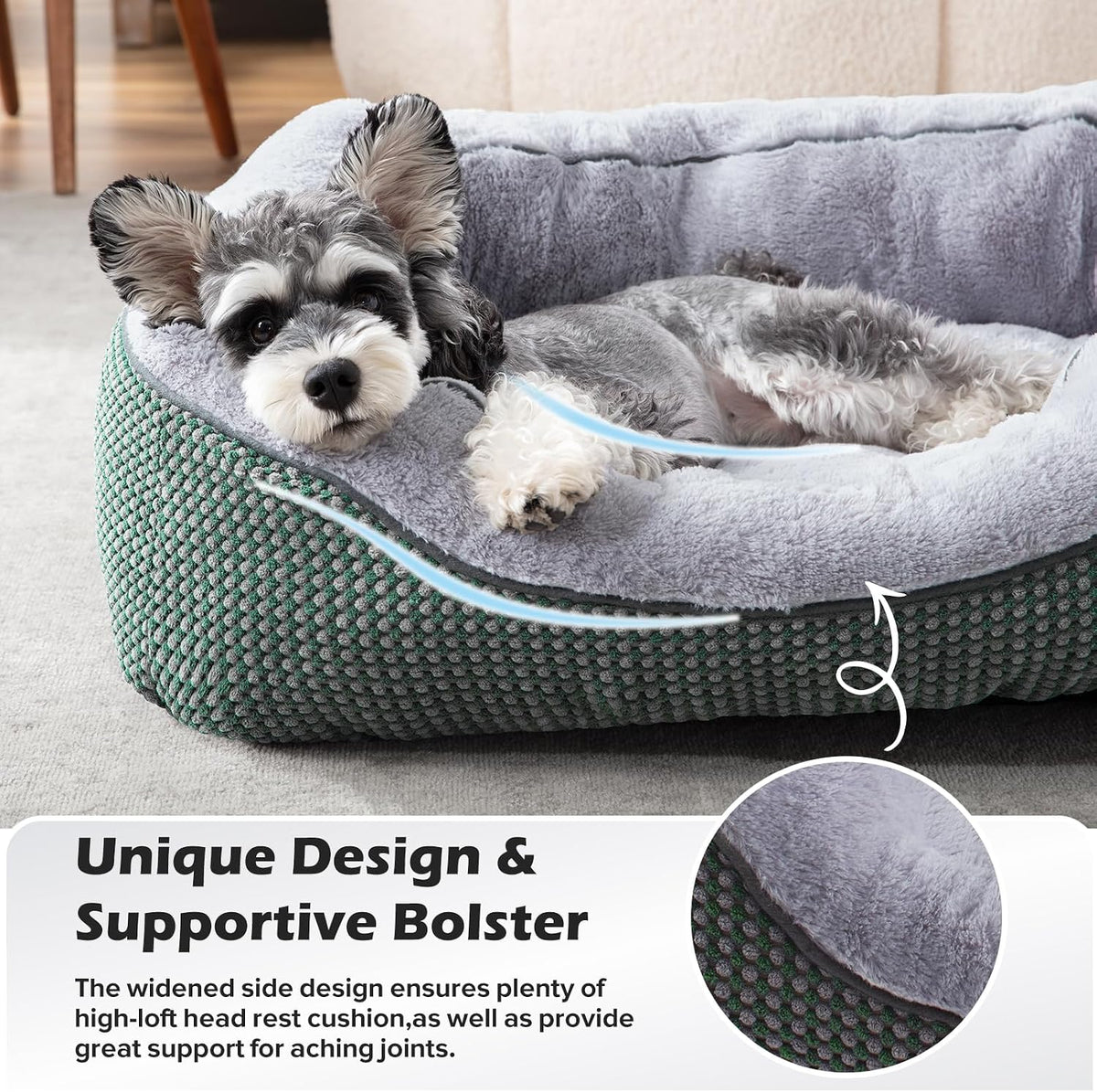 Medium Dog Beds for Medium Dogs Washable, Rectangle Dog Bed Medium Size Dog, Orthopedic Dog Bed, Warming Soft Calming Sleeping Puppy Bed Durable Pet Bed with Anti-Slip Bottom M(30"x24"x9")