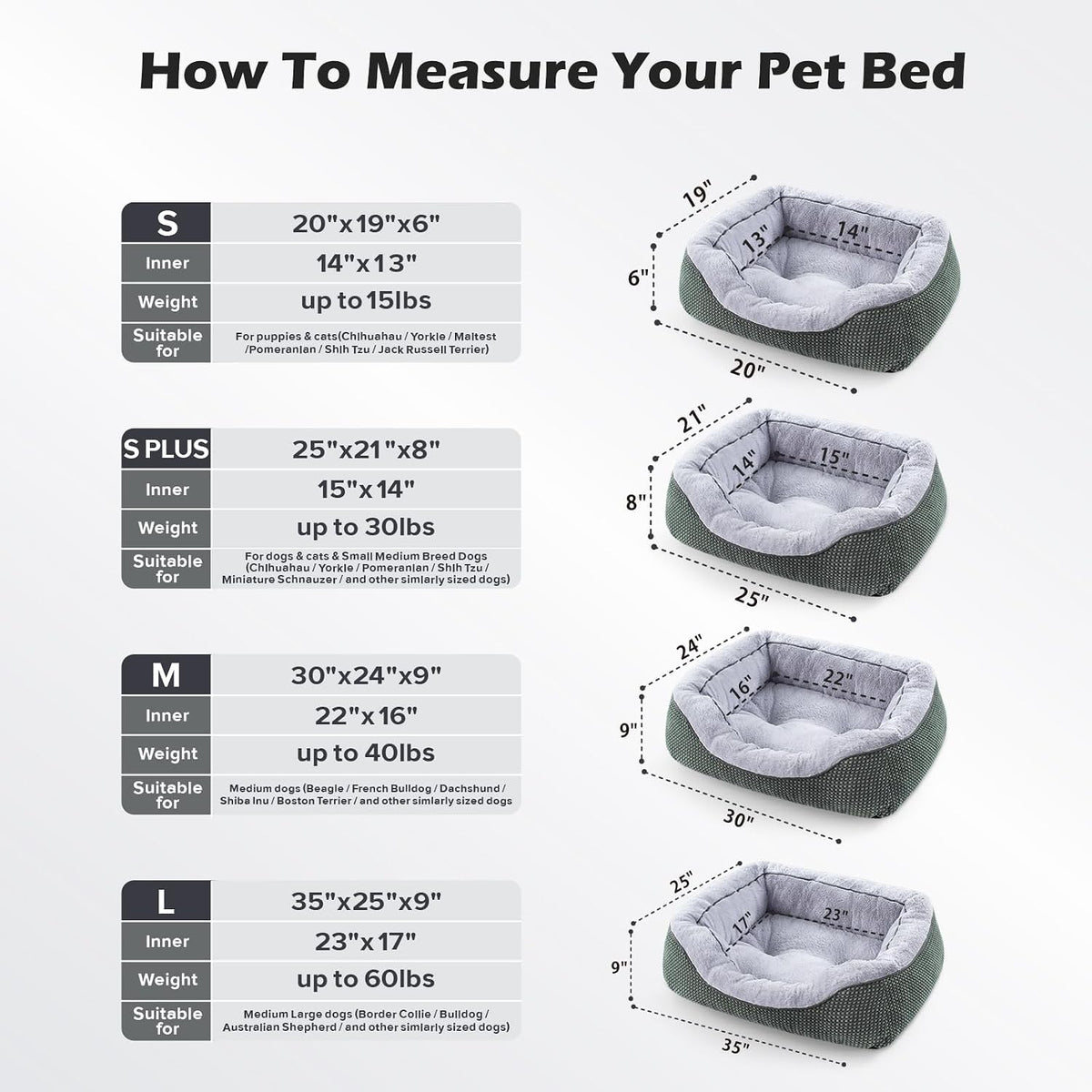Medium Dog Beds for Medium Dogs Washable, Rectangle Dog Bed Medium Size Dog, Orthopedic Dog Bed, Warming Soft Calming Sleeping Puppy Bed Durable Pet Bed with Anti-Slip Bottom M(30"x24"x9")