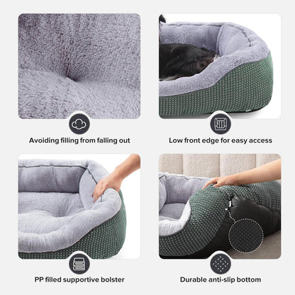 Medium Dog Beds for Medium Dogs Washable, Rectangle Dog Bed Medium Size Dog, Orthopedic Dog Bed, Warming Soft Calming Sleeping Puppy Bed Durable Pet Bed with Anti-Slip Bottom M(30"x24"x9")