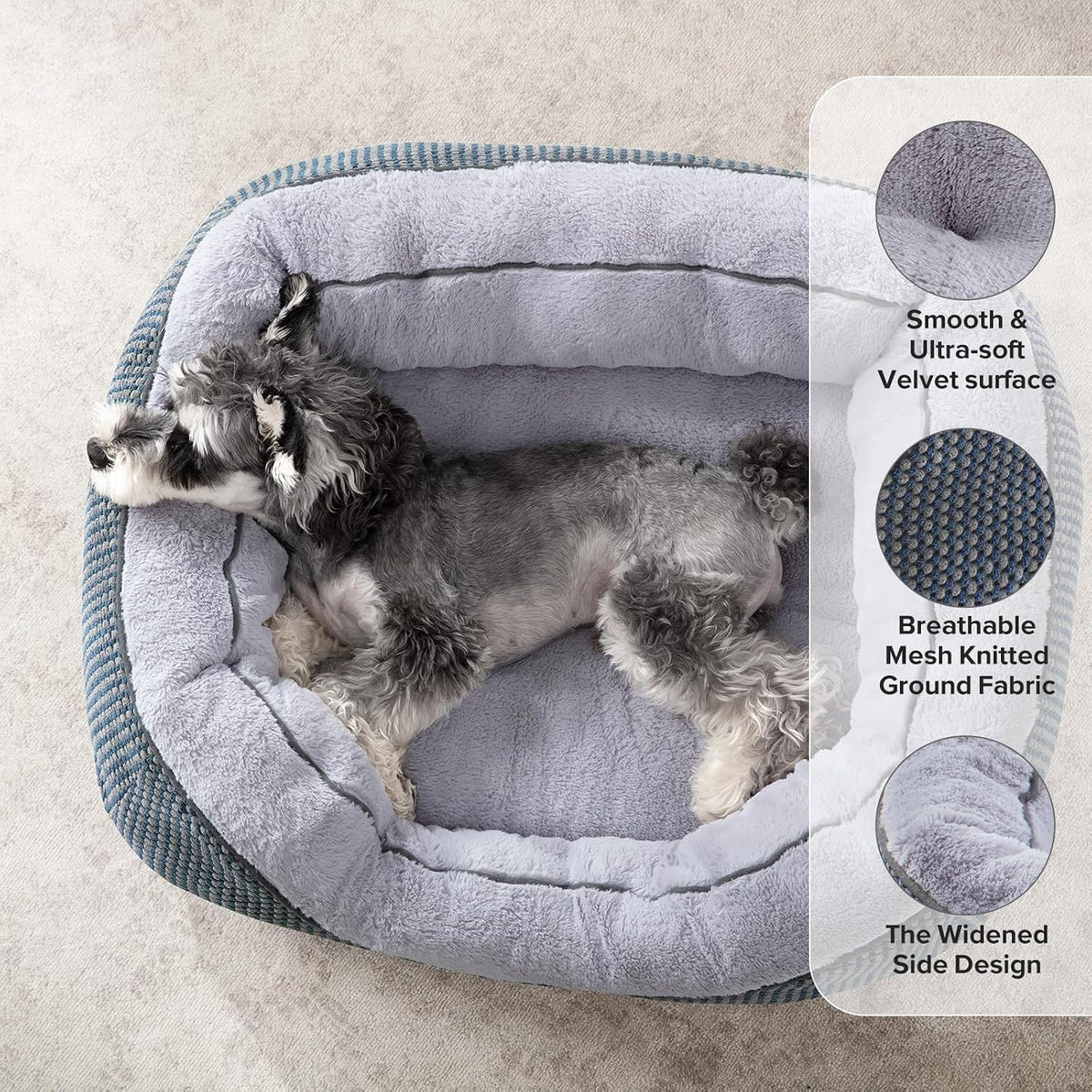 Medium Dog Beds for Medium Dogs Washable, Rectangle Dog Bed Medium Size Dog, Orthopedic Dog Bed, Warming Soft Calming Sleeping Puppy Bed Durable Pet Bed with Anti-Slip Bottom M(30"x24"x9")