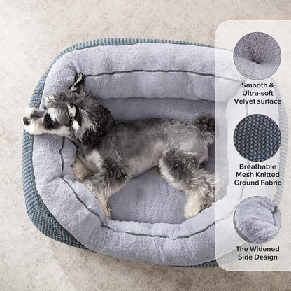 Medium Dog Beds for Medium Dogs Washable, Rectangle Dog Bed Medium Size Dog, Orthopedic Dog Bed, Warming Soft Calming Sleeping Puppy Bed Durable Pet Bed with Anti-Slip Bottom M(30"x24"x9")