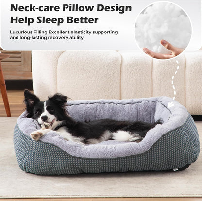 Medium Dog Beds for Medium Dogs Washable, Rectangle Dog Bed Medium Size Dog, Orthopedic Dog Bed, Warming Soft Calming Sleeping Puppy Bed Durable Pet Bed with Anti-Slip Bottom M(30"x24"x9")