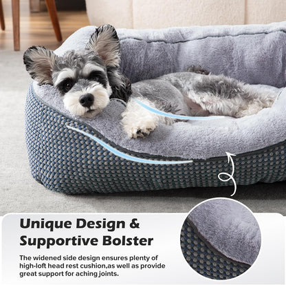 Medium Dog Beds for Medium Dogs Washable, Rectangle Dog Bed Medium Size Dog, Orthopedic Dog Bed, Warming Soft Calming Sleeping Puppy Bed Durable Pet Bed with Anti-Slip Bottom M(30"x24"x9")