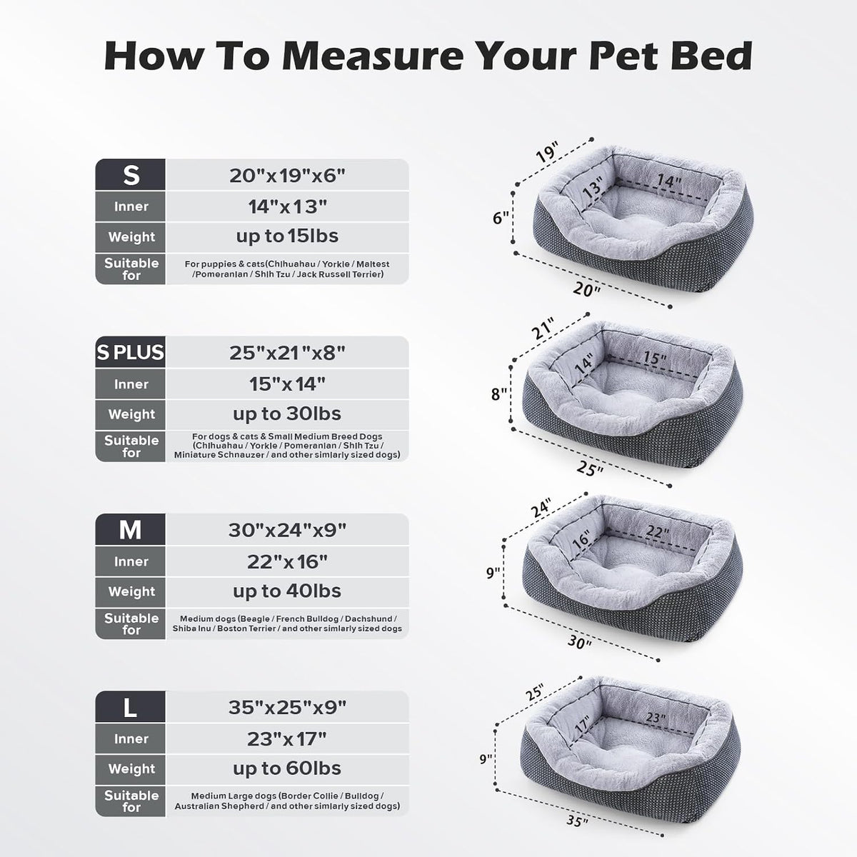 Medium Dog Beds for Medium Dogs Washable, Rectangle Dog Bed Medium Size Dog, Orthopedic Dog Bed, Warming Soft Calming Sleeping Puppy Bed Durable Pet Bed with Anti-Slip Bottom M(30"x24"x9")