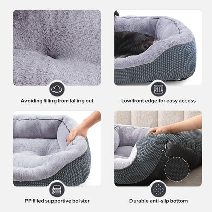 Medium Dog Beds for Medium Dogs Washable, Rectangle Dog Bed Medium Size Dog, Orthopedic Dog Bed, Warming Soft Calming Sleeping Puppy Bed Durable Pet Bed with Anti-Slip Bottom M(30"x24"x9")
