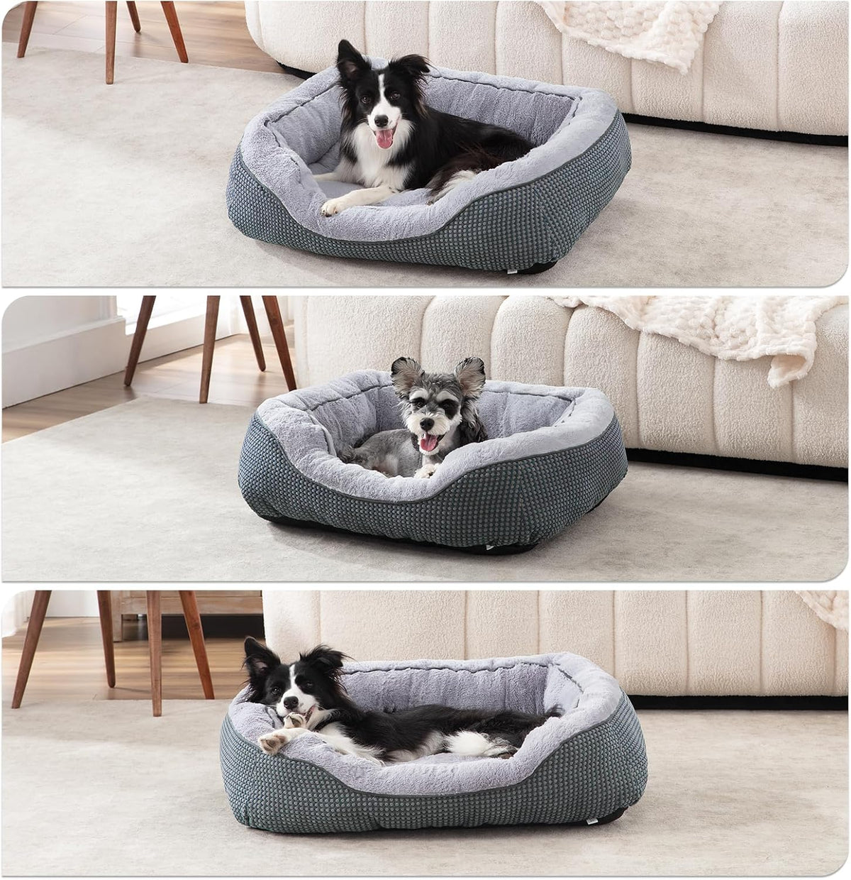 Medium Dog Beds for Medium Dogs Washable, Rectangle Dog Bed Medium Size Dog, Orthopedic Dog Bed, Warming Soft Calming Sleeping Puppy Bed Durable Pet Bed with Anti-Slip Bottom M(30"x24"x9")