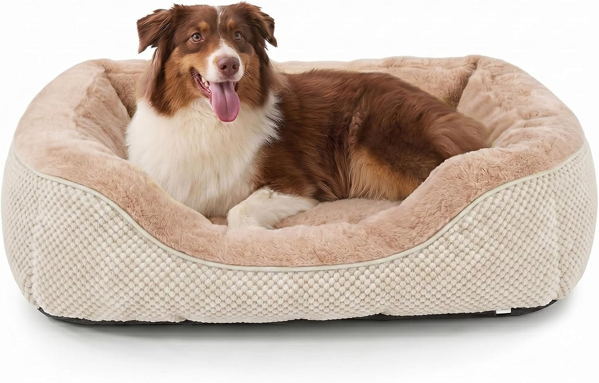 Medium Dog Beds for Medium Dogs Washable, Rectangle Dog Bed Medium Size Dog, Orthopedic Dog Bed, Warming Soft Calming Sleeping Puppy Bed Durable Pet Bed with Anti-Slip Bottom M(30"x24"x9")