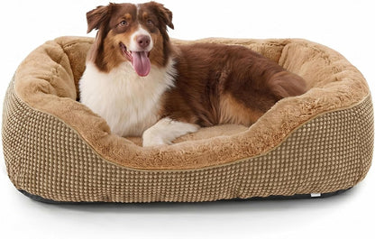 Medium Dog Beds for Medium Dogs Washable, Rectangle Dog Bed Medium Size Dog, Orthopedic Dog Bed, Warming Soft Calming Sleeping Puppy Bed Durable Pet Bed with Anti-Slip Bottom M(30"x24"x9")