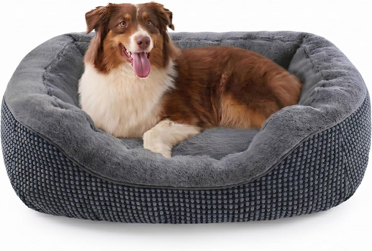 Medium Dog Beds for Medium Dogs Washable, Rectangle Dog Bed Medium Size Dog, Orthopedic Dog Bed, Warming Soft Calming Sleeping Puppy Bed Durable Pet Bed with Anti-Slip Bottom M(30"x24"x9")