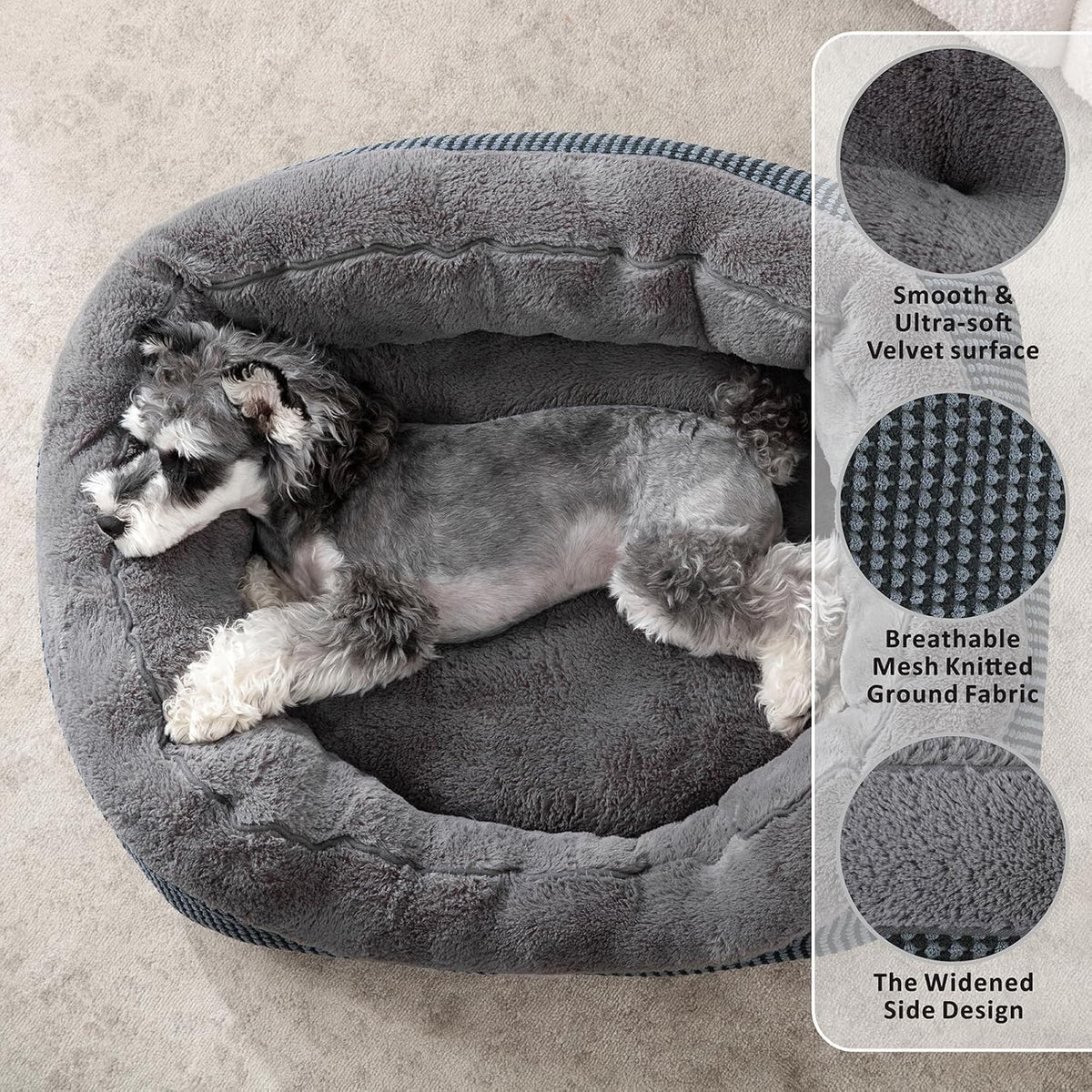 Medium Dog Beds for Medium Dogs Washable, Rectangle Dog Bed Medium Size Dog, Orthopedic Dog Bed, Warming Soft Calming Sleeping Puppy Bed Durable Pet Bed with Anti-Slip Bottom M(30"x24"x9")