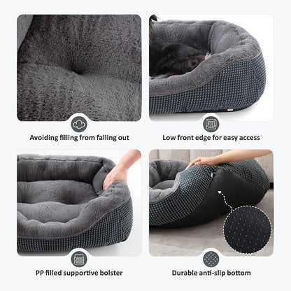 Medium Dog Beds for Medium Dogs Washable, Rectangle Dog Bed Medium Size Dog, Orthopedic Dog Bed, Warming Soft Calming Sleeping Puppy Bed Durable Pet Bed with Anti-Slip Bottom M(30"x24"x9")