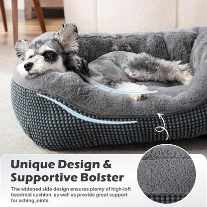 Medium Dog Beds for Medium Dogs Washable, Rectangle Dog Bed Medium Size Dog, Orthopedic Dog Bed, Warming Soft Calming Sleeping Puppy Bed Durable Pet Bed with Anti-Slip Bottom M(30"x24"x9")