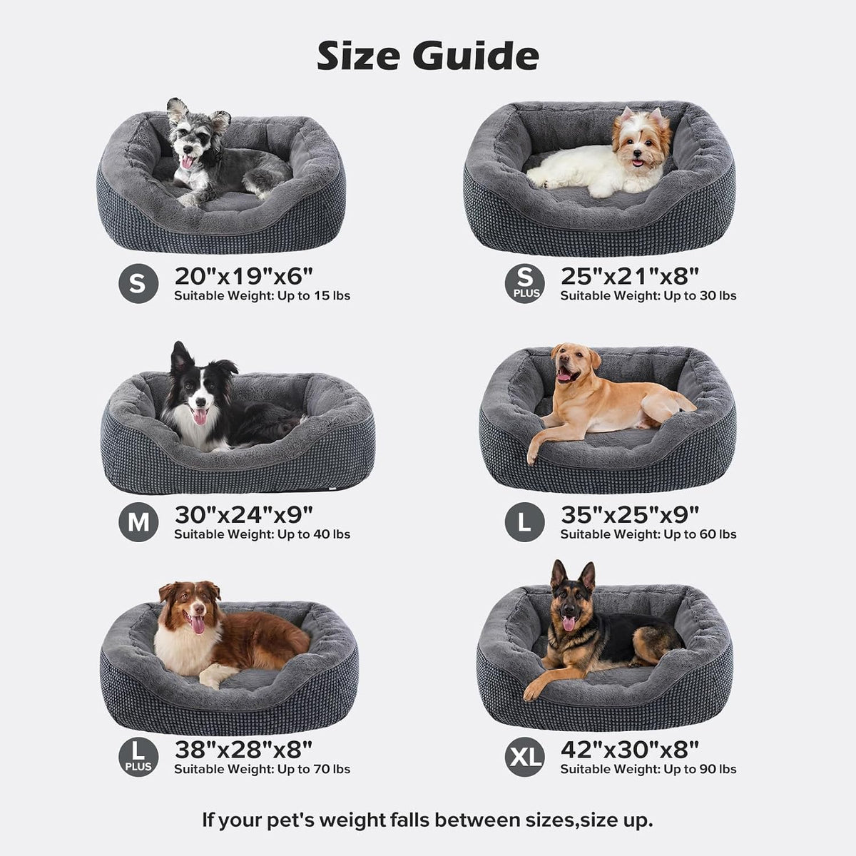 Medium Dog Beds for Medium Dogs Washable, Rectangle Dog Bed Medium Size Dog, Orthopedic Dog Bed, Warming Soft Calming Sleeping Puppy Bed Durable Pet Bed with Anti-Slip Bottom M(30"x24"x9")