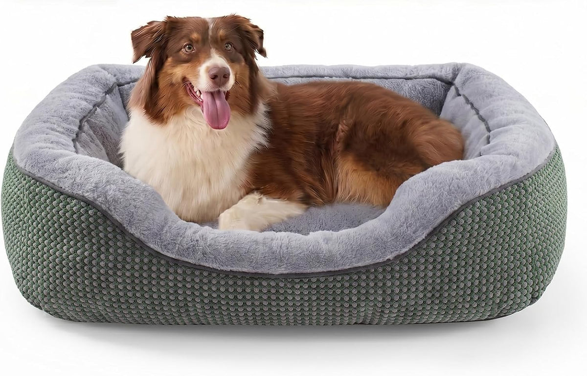 Medium Dog Beds for Medium Dogs Washable, Rectangle Dog Bed Medium Size Dog, Orthopedic Dog Bed, Warming Soft Calming Sleeping Puppy Bed Durable Pet Bed with Anti-Slip Bottom M(30"x24"x9")