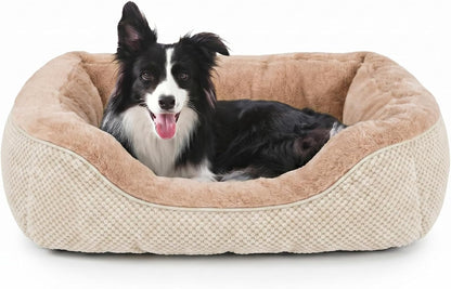 Medium Dog Beds for Medium Dogs Washable, Rectangle Dog Bed Medium Size Dog, Orthopedic Dog Bed, Warming Soft Calming Sleeping Puppy Bed Durable Pet Bed with Anti-Slip Bottom M(30"x24"x9")