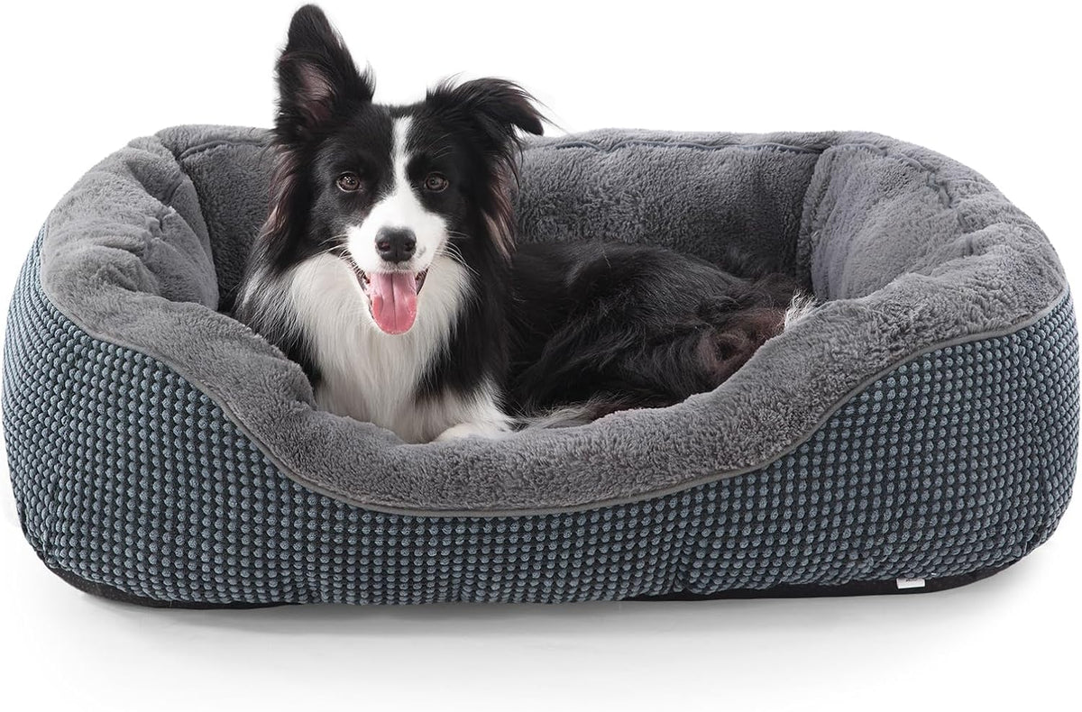 Medium Dog Beds for Medium Dogs Washable, Rectangle Dog Bed Medium Size Dog, Orthopedic Dog Bed, Warming Soft Calming Sleeping Puppy Bed Durable Pet Bed with Anti-Slip Bottom M(30"x24"x9")