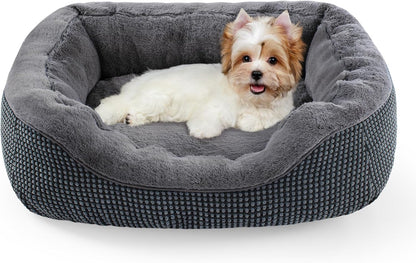 Medium Dog Beds for Medium Dogs Washable, Rectangle Dog Bed Medium Size Dog, Orthopedic Dog Bed, Warming Soft Calming Sleeping Puppy Bed Durable Pet Bed with Anti-Slip Bottom M(30"x24"x9")