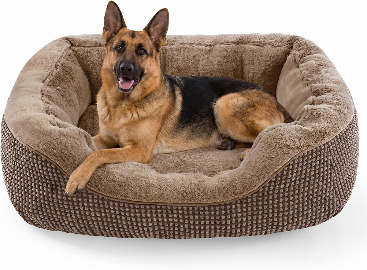 Medium Dog Beds for Medium Dogs Washable, Rectangle Dog Bed Medium Size Dog, Orthopedic Dog Bed, Warming Soft Calming Sleeping Puppy Bed Durable Pet Bed with Anti-Slip Bottom M(30"x24"x9")