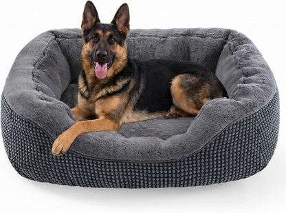 Medium Dog Beds for Medium Dogs Washable, Rectangle Dog Bed Medium Size Dog, Orthopedic Dog Bed, Warming Soft Calming Sleeping Puppy Bed Durable Pet Bed with Anti-Slip Bottom M(30"x24"x9")