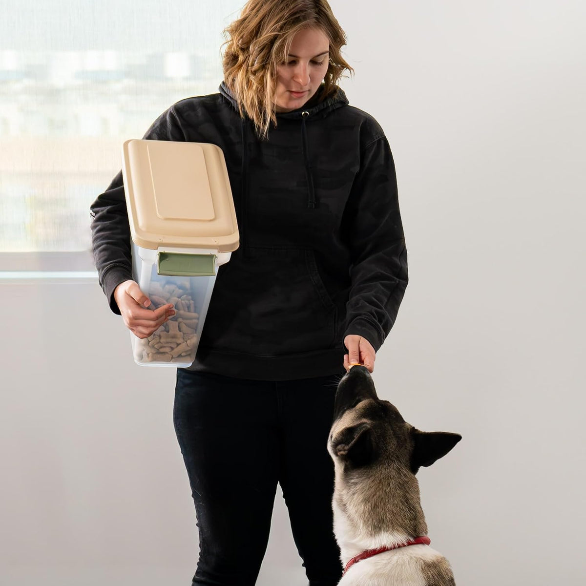 Dog Food Storage Container, Up to 13 lbs, Dark Gray, Made in USA