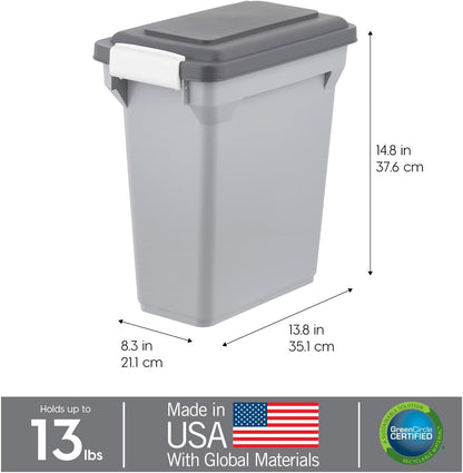Dog Food Storage Container, Up to 13 lbs, Dark Gray, Made in USA