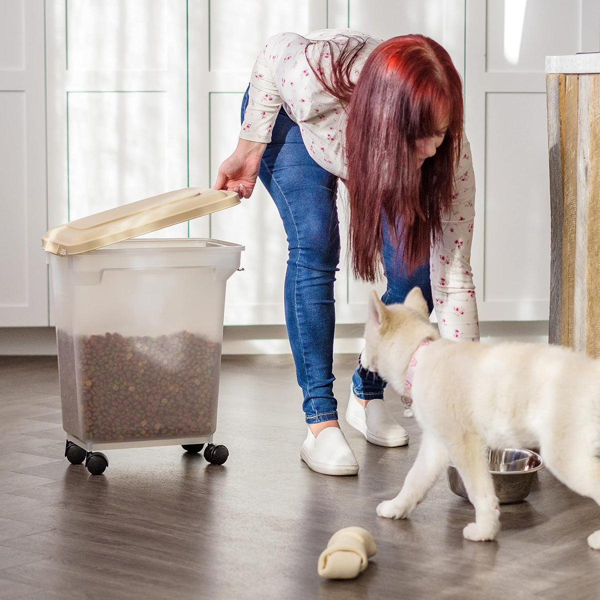 Dog Food Storage Container, Up to 13 lbs, Dark Gray, Made in USA