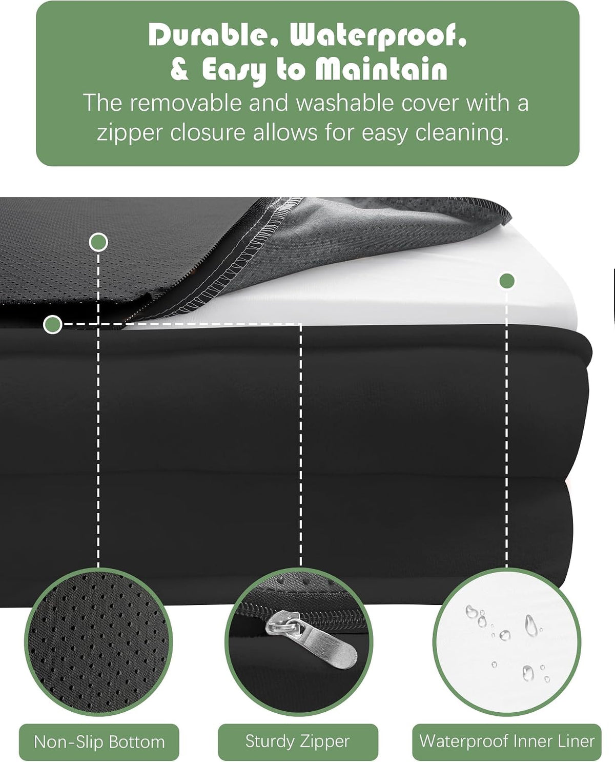 Orthopedic Dog Bed with Sides - Dog Sofa Beds for Medium Dogs, Supportive Foam Pet Couch Bed with Washable Removable Cover, Waterproof Lining and Non-Slip Bottom, Grey - M