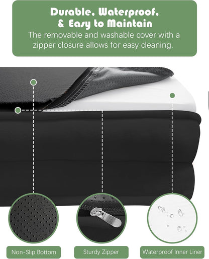 Orthopedic Dog Bed with Sides - Dog Sofa Beds for Medium Dogs, Supportive Foam Pet Couch Bed with Washable Removable Cover, Waterproof Lining and Non-Slip Bottom, Grey - M