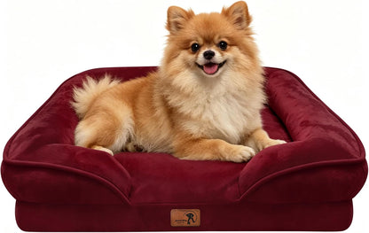 Orthopedic Dog Bed with Sides - Dog Sofa Beds for Medium Dogs, Supportive Foam Pet Couch Bed with Washable Removable Cover, Waterproof Lining and Non-Slip Bottom, Grey - M