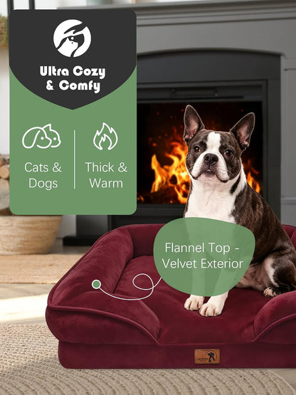 Orthopedic Dog Bed with Sides - Dog Sofa Beds for Medium Dogs, Supportive Foam Pet Couch Bed with Washable Removable Cover, Waterproof Lining and Non-Slip Bottom, Grey - M