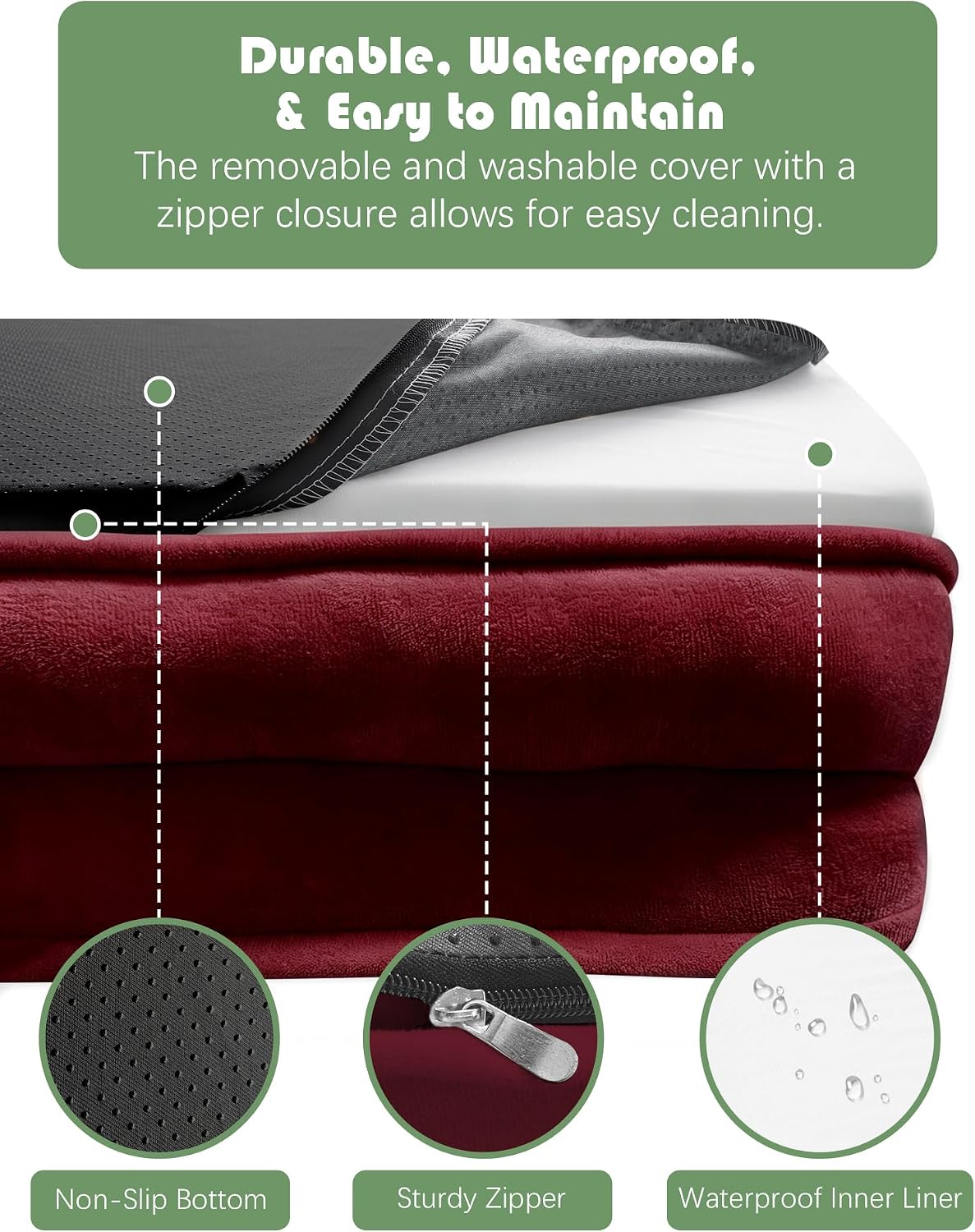 Orthopedic Dog Bed with Sides - Dog Sofa Beds for Medium Dogs, Supportive Foam Pet Couch Bed with Washable Removable Cover, Waterproof Lining and Non-Slip Bottom, Grey - M