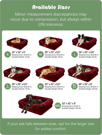 Orthopedic Dog Bed with Sides - Dog Sofa Beds for Medium Dogs, Supportive Foam Pet Couch Bed with Washable Removable Cover, Waterproof Lining and Non-Slip Bottom, Grey - M