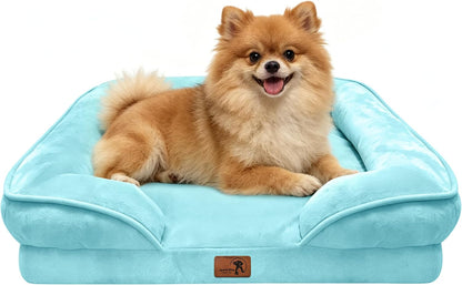 Orthopedic Dog Bed with Sides - Dog Sofa Beds for Medium Dogs, Supportive Foam Pet Couch Bed with Washable Removable Cover, Waterproof Lining and Non-Slip Bottom, Grey - M