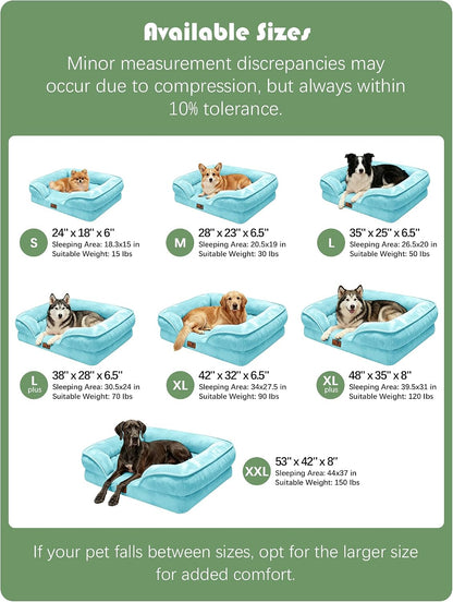 Orthopedic Dog Bed with Sides - Dog Sofa Beds for Medium Dogs, Supportive Foam Pet Couch Bed with Washable Removable Cover, Waterproof Lining and Non-Slip Bottom, Grey - M