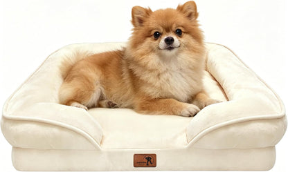 Orthopedic Dog Bed with Sides - Dog Sofa Beds for Medium Dogs, Supportive Foam Pet Couch Bed with Washable Removable Cover, Waterproof Lining and Non-Slip Bottom, Grey - M