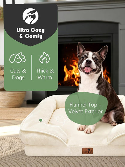 Orthopedic Dog Bed with Sides - Dog Sofa Beds for Medium Dogs, Supportive Foam Pet Couch Bed with Washable Removable Cover, Waterproof Lining and Non-Slip Bottom, Grey - M