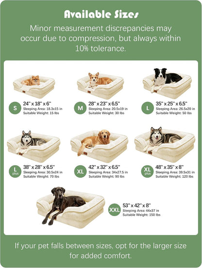 Orthopedic Dog Bed with Sides - Dog Sofa Beds for Medium Dogs, Supportive Foam Pet Couch Bed with Washable Removable Cover, Waterproof Lining and Non-Slip Bottom, Grey - M
