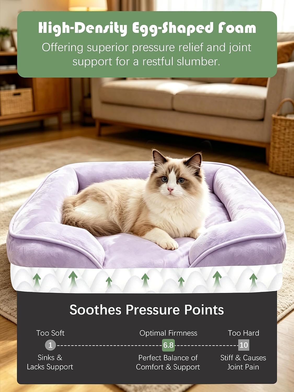 Orthopedic Dog Bed with Sides - Dog Sofa Beds for Medium Dogs, Supportive Foam Pet Couch Bed with Washable Removable Cover, Waterproof Lining and Non-Slip Bottom, Grey - M