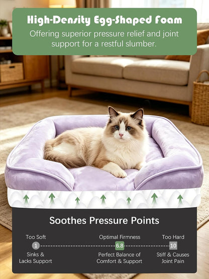 Orthopedic Dog Bed with Sides - Dog Sofa Beds for Medium Dogs, Supportive Foam Pet Couch Bed with Washable Removable Cover, Waterproof Lining and Non-Slip Bottom, Grey - M