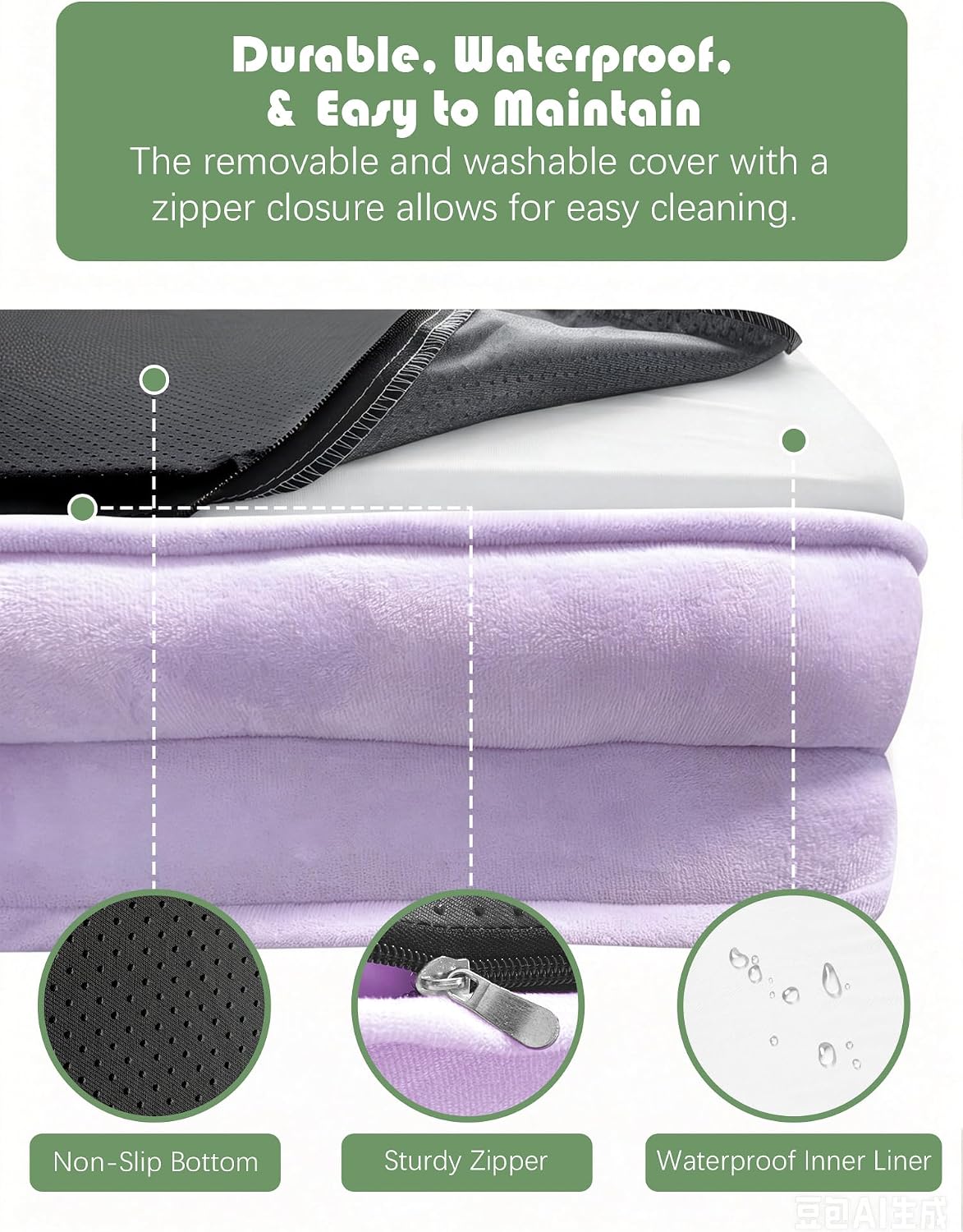 Orthopedic Dog Bed with Sides - Dog Sofa Beds for Medium Dogs, Supportive Foam Pet Couch Bed with Washable Removable Cover, Waterproof Lining and Non-Slip Bottom, Grey - M